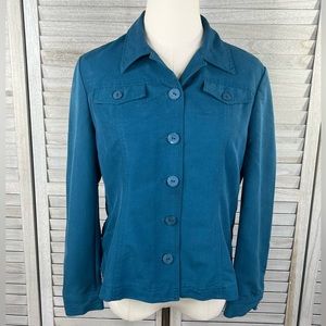 PETITE SOPHISTICATE Casual Jacket Button Front Lightweight Teal-Medium